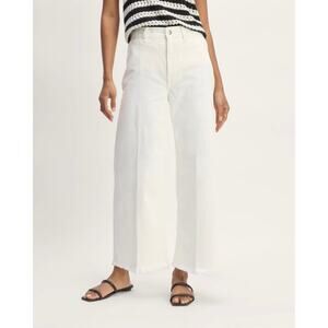 NWOT Everlane Mariner Cropped Jean Wide Leg Frayed Hem Bone White Size 33